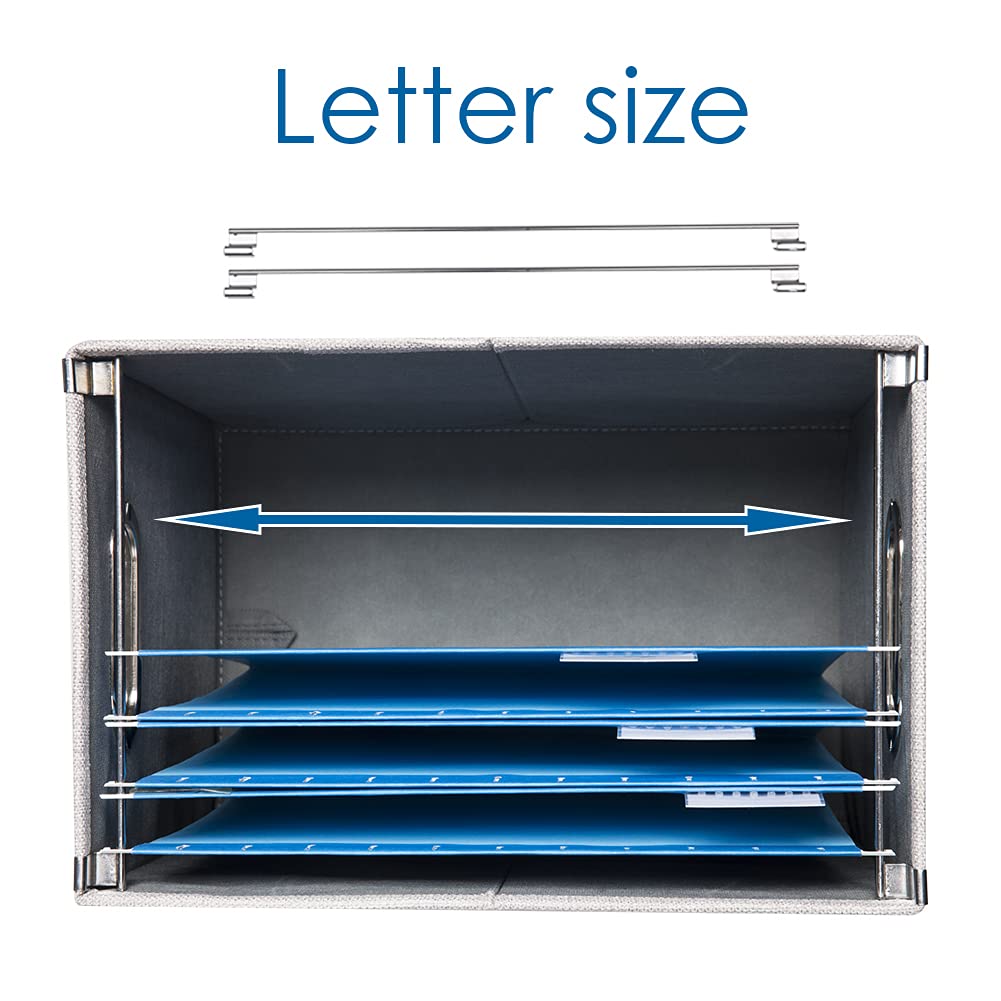 PRANDOM File Organizer Box - Set of 1 Collapsible Decorative Linen Filing Storage Hanging File