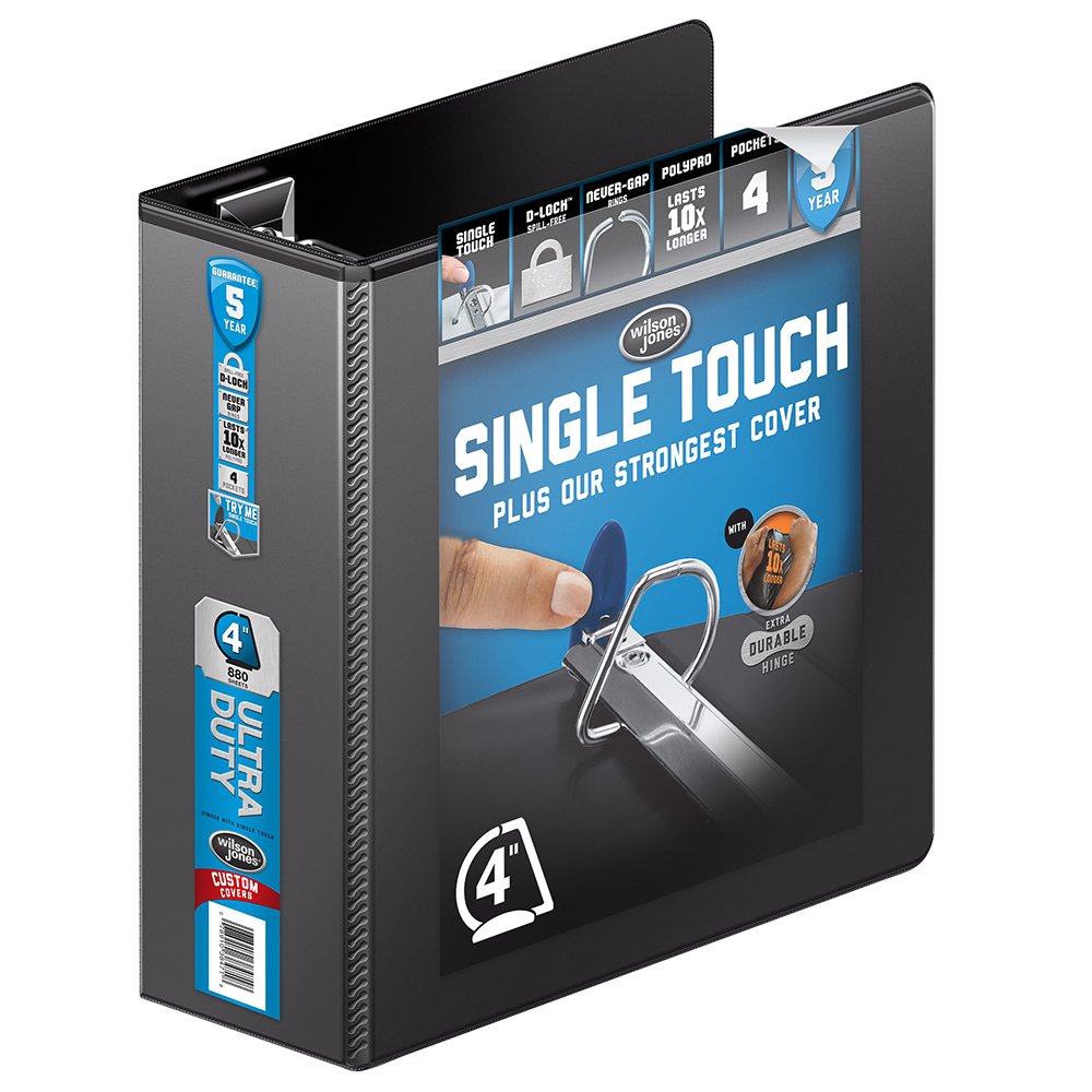 Wilson Jones 3 Ring Binder 4 Inch, Ultra Duty D-Ring View Binder with Extra Durable Hinge