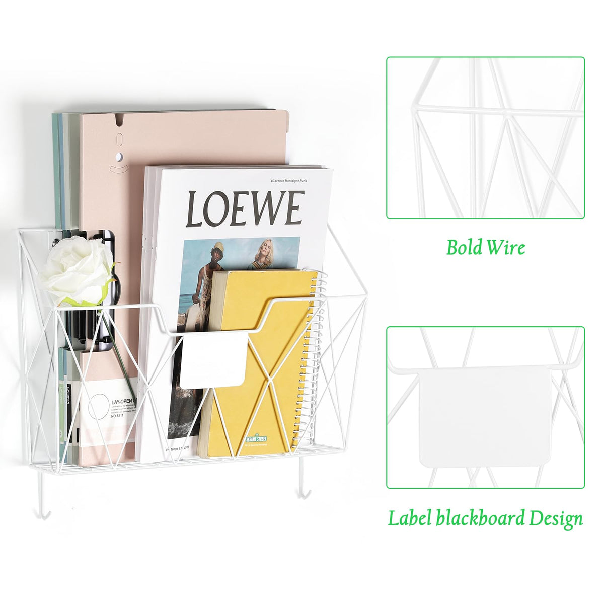 Wall File Organizer for Office, 6 Pack Metal Wall Baskets Wall File Holder