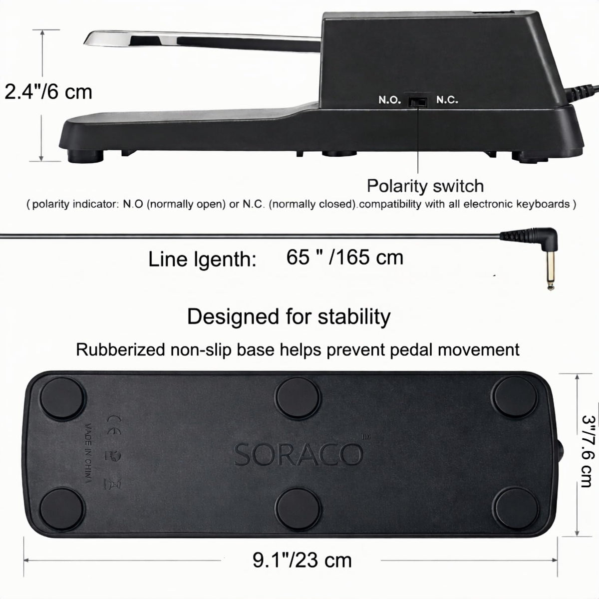 Soraco Sustain Pedal Universal for Yamaha Casio Roland Korg Behringer Moog Piano Midi Electronic
