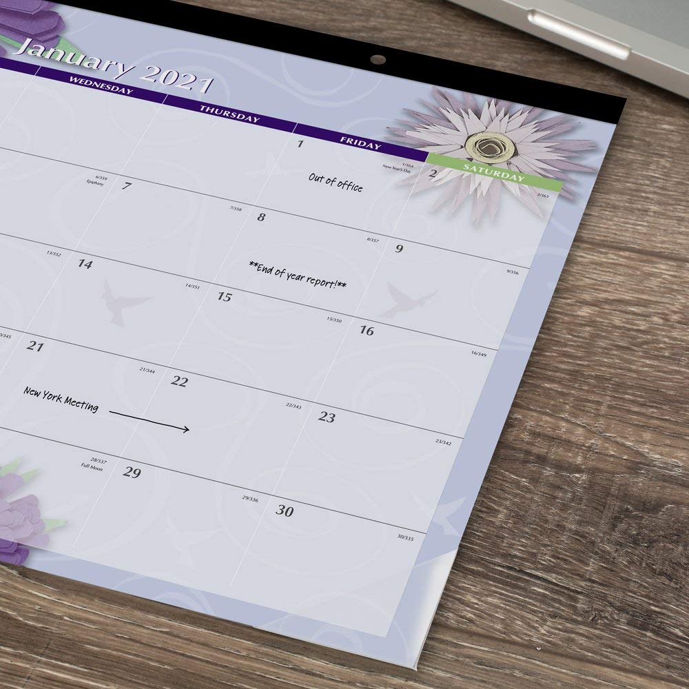 2021 Desk Calendar by AT-A-GLANCE, Monthly Desk Pad, 21-3/4" x 17", Standard, Paper Flowers