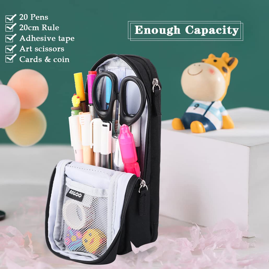 iSuperb Standing Pencil Case 2 Compartments Pencil Pouch Magnetic Mobile Phone Holder Bracket Pen