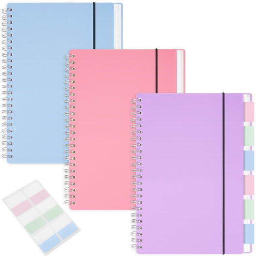 MSTONAL 3 Pack Spiral Notebook Wide Ruled A5 Size 5.8"x8.3"