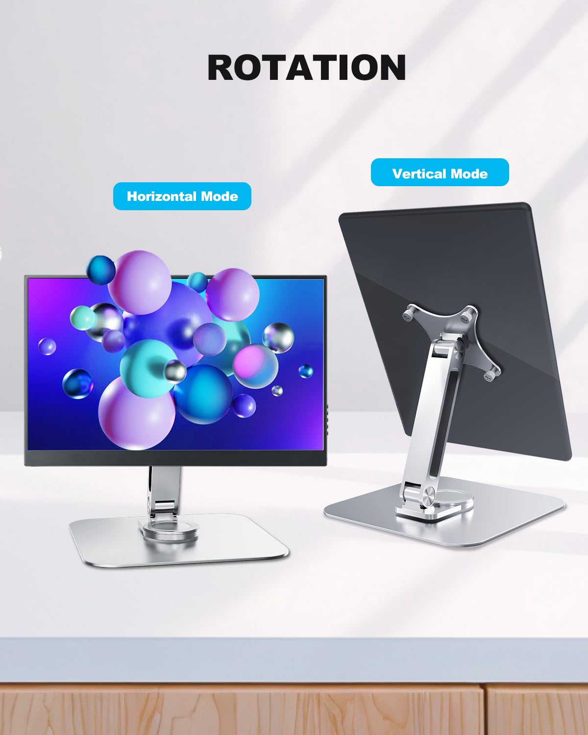 JUNEBOX 75x75mm VESA Monitor Mount Stand, M4 Anti-Loss Screws, Aluminum Alloy Base, Fits 7"-18"
