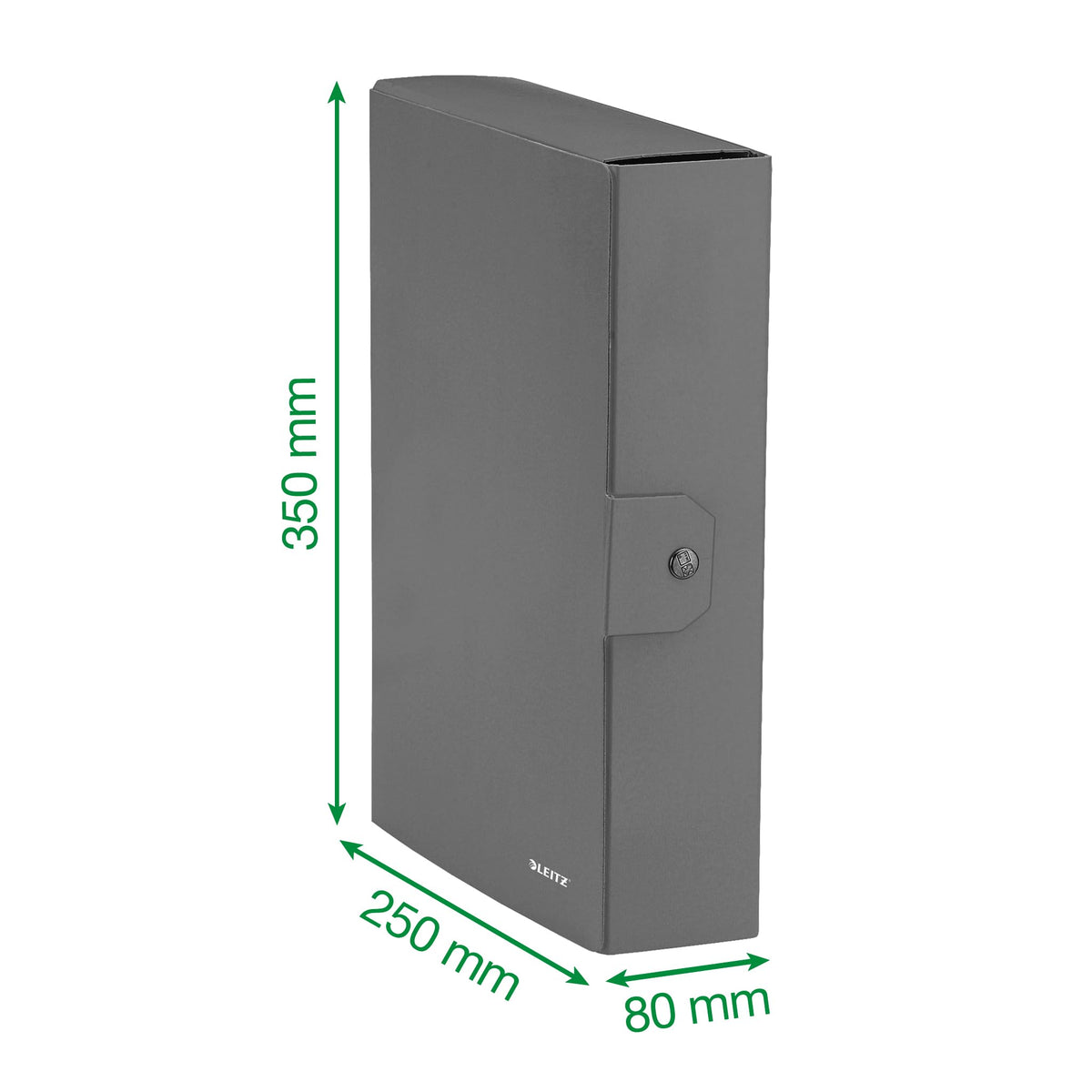 Leitz Press Stud Closure Box File,Plastic-Coated, 25 x 35 cm Dorso 8 cm Metallic White