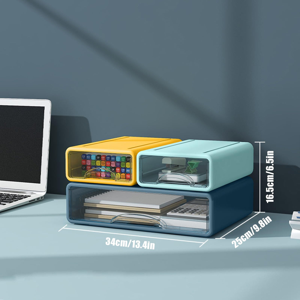 Desk Organizer with Drawers, Stackable Storage Drawers with Compartments Desktop Organization for
