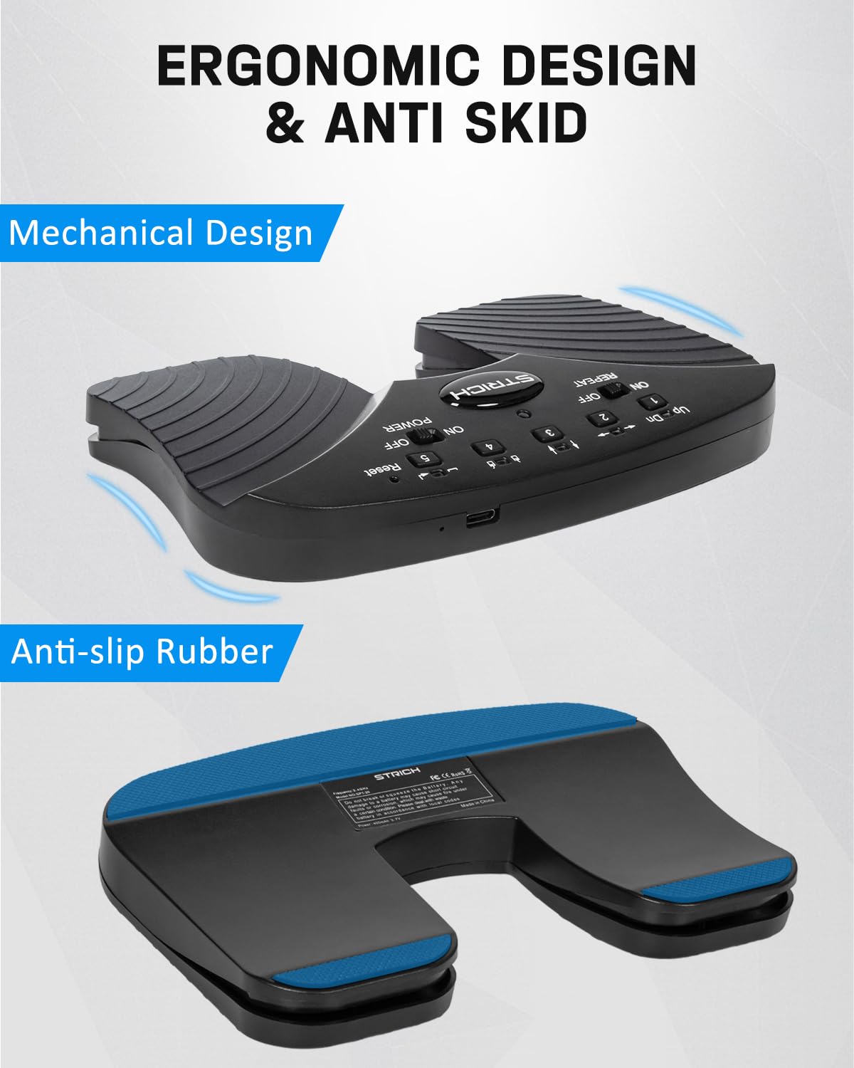STRICH Wireless Page Turner Pedal for iPad, Rechargeable Foot Pedal, SPT-20