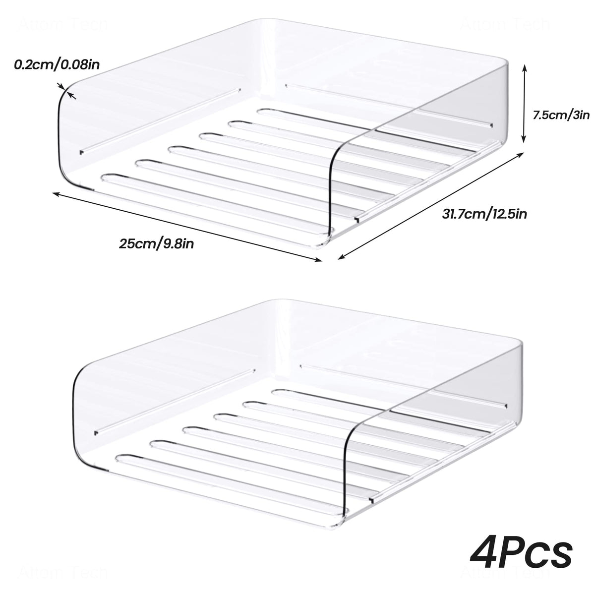Tomorotec 4 Pack Clear Stackable Letter Tray, A4 Desk File Organizer Set