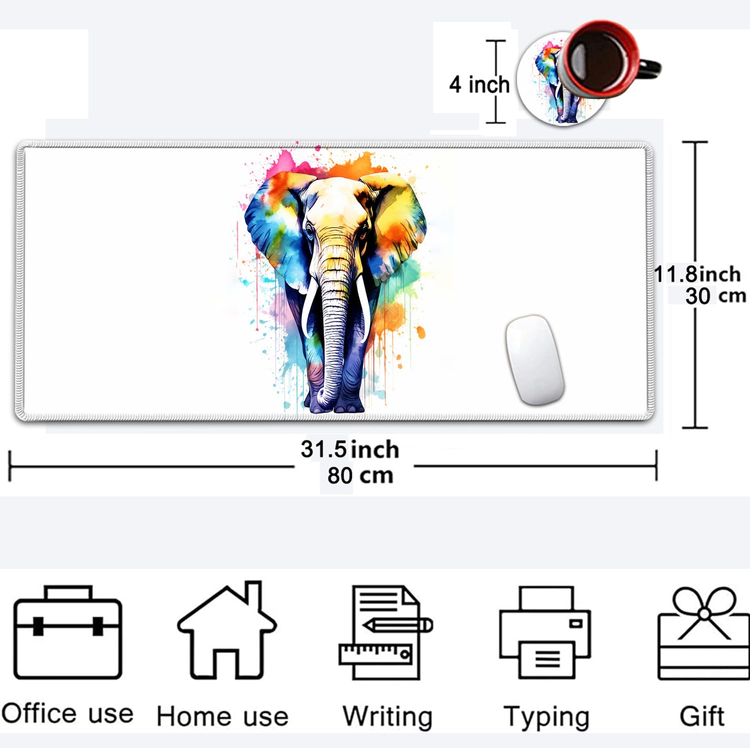 Large Mouse Pad, 31.5 x 11.8in Extended Gaming Mouse Pad with Stitched Edges, XXL Mousepad