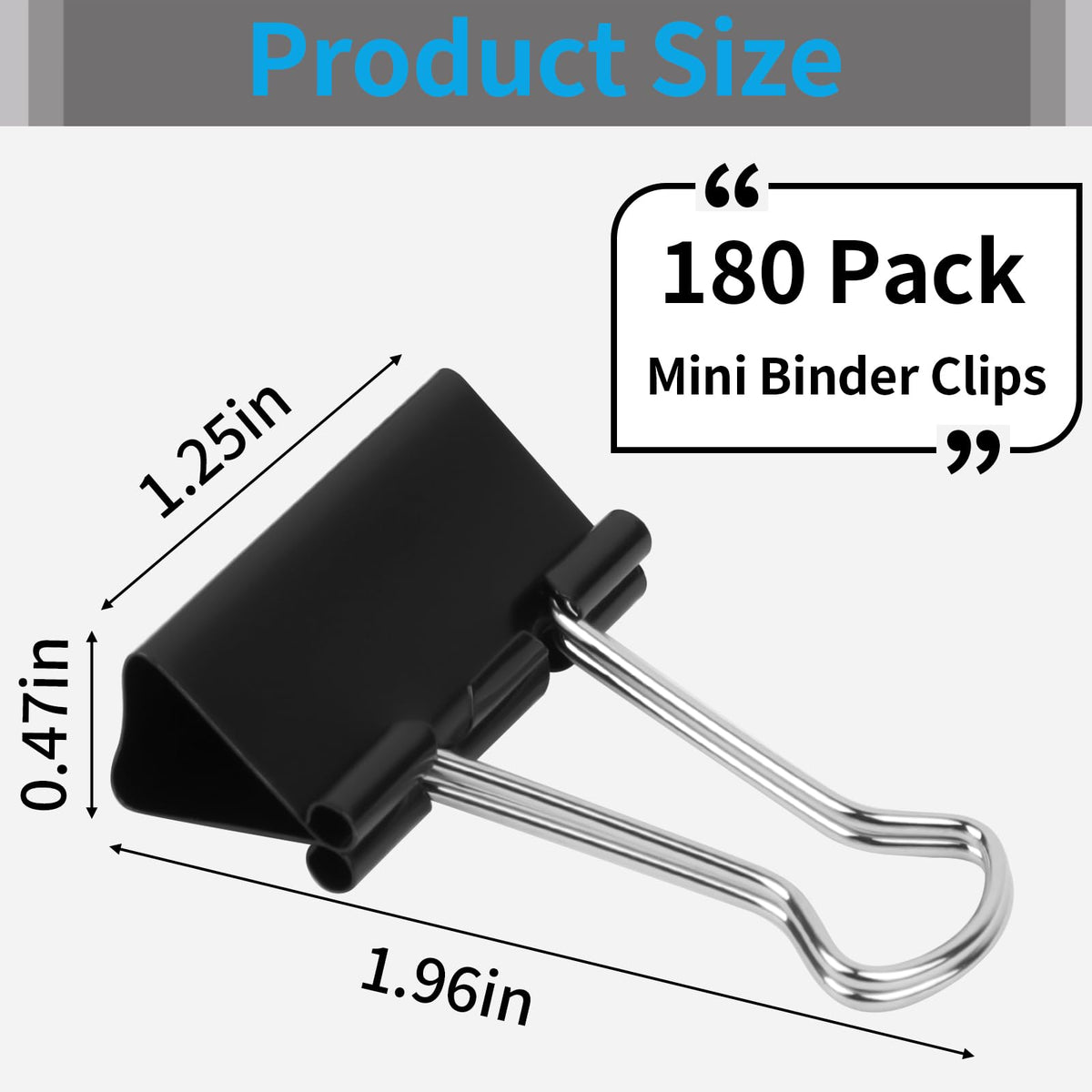 180Pcs Small Binder Clips, Mini Binder Clips, Clips Office Supplies