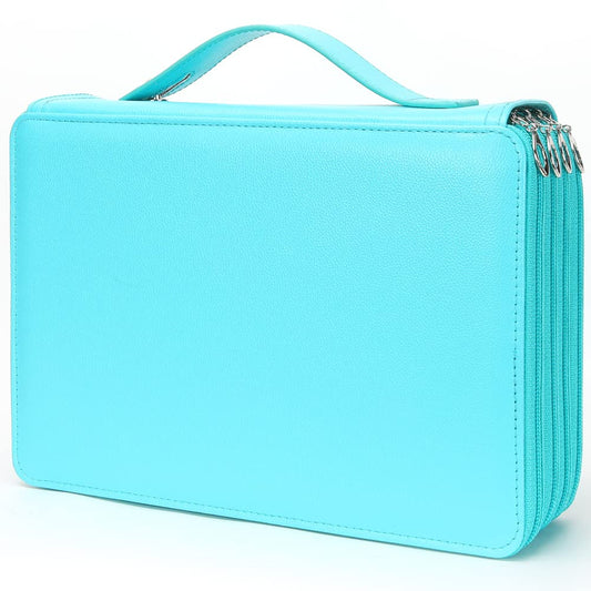 Vomgomfom 200 Slots Pencil Case 4-Layer PU Leather, Handle, Solid Green