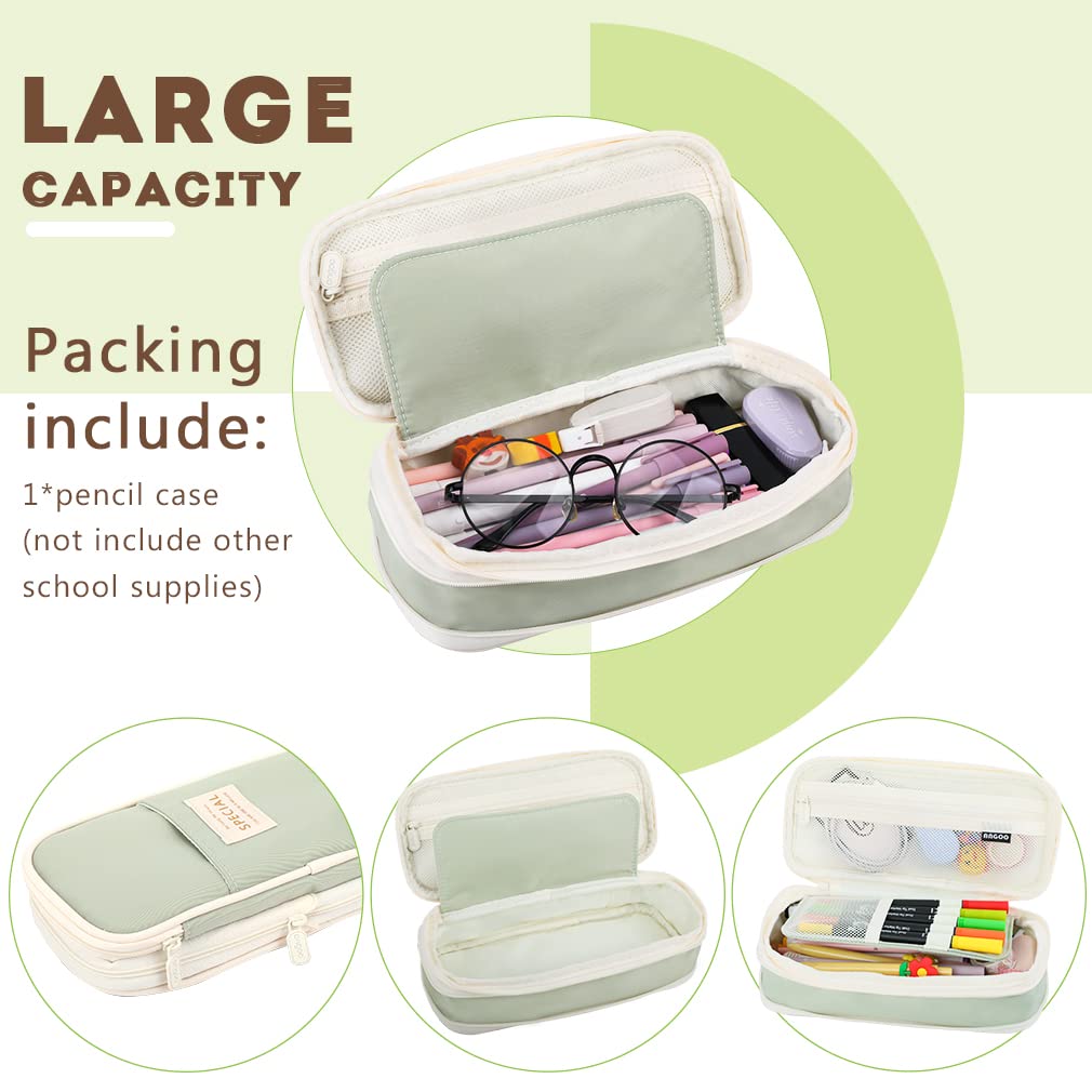 iSuperb Foldable Pencil Case Zipper Big Capacity Aesthetic Canvas Pencil Pouch Compartments