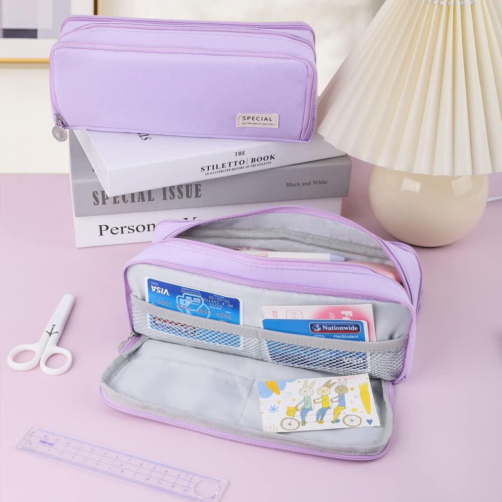 iSuperb Large Pencil Case 3 Compartments Pencil Pouch Big Capacity Pencil Bag for Kids Teen Girls