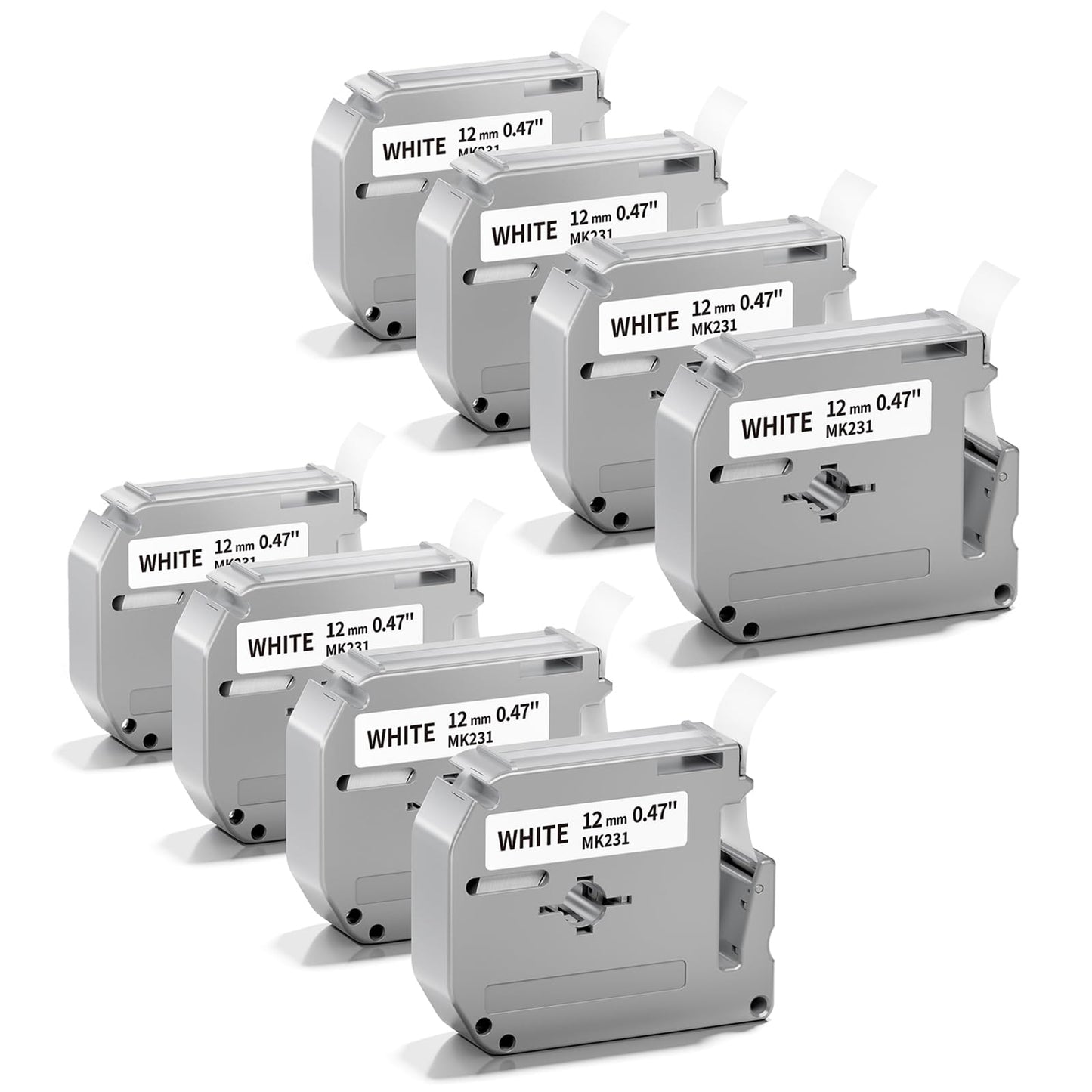 8-Pack Replacement for M-K231s Brother Label Tape 12mm 0.47 P Touch M Tape