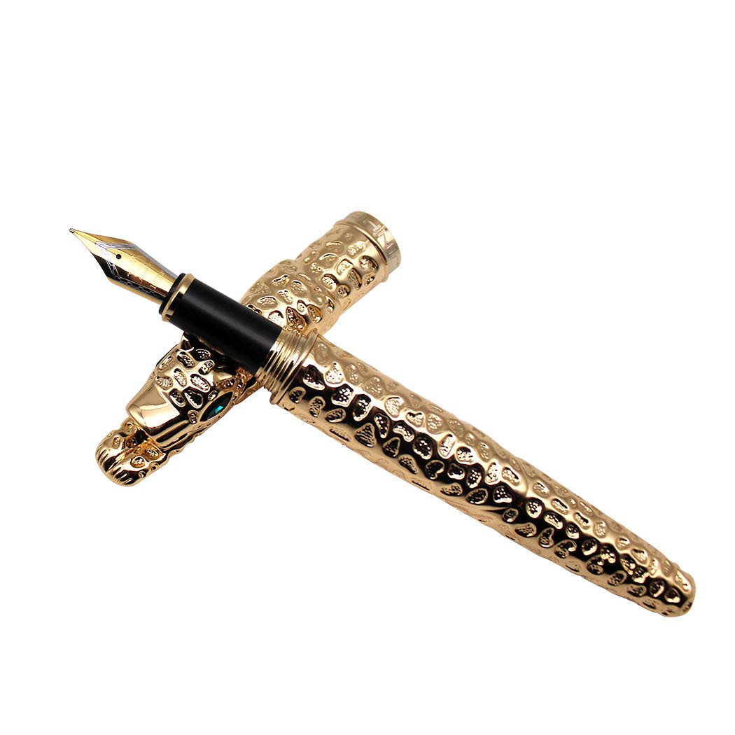 zoohot Leopard Jinhao Fountain Pen Medium Nib Big Heavy Pen & Refill Ink Converter Business