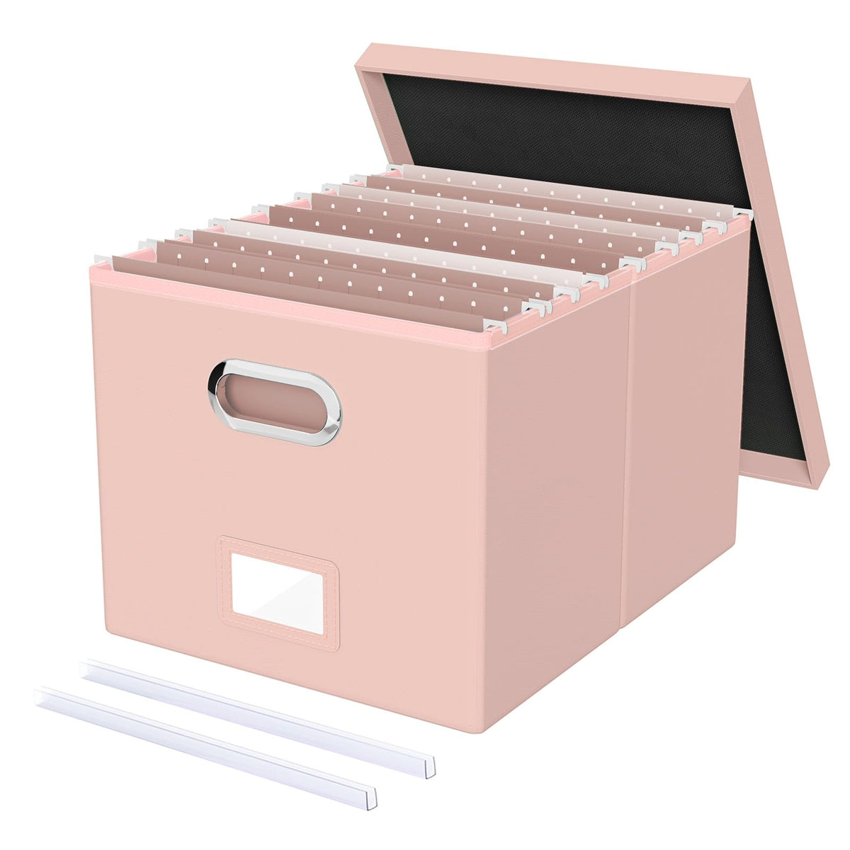 Oterri File Organizer Box with Lid, Portable Hanging File Box for Letter/Legal Files