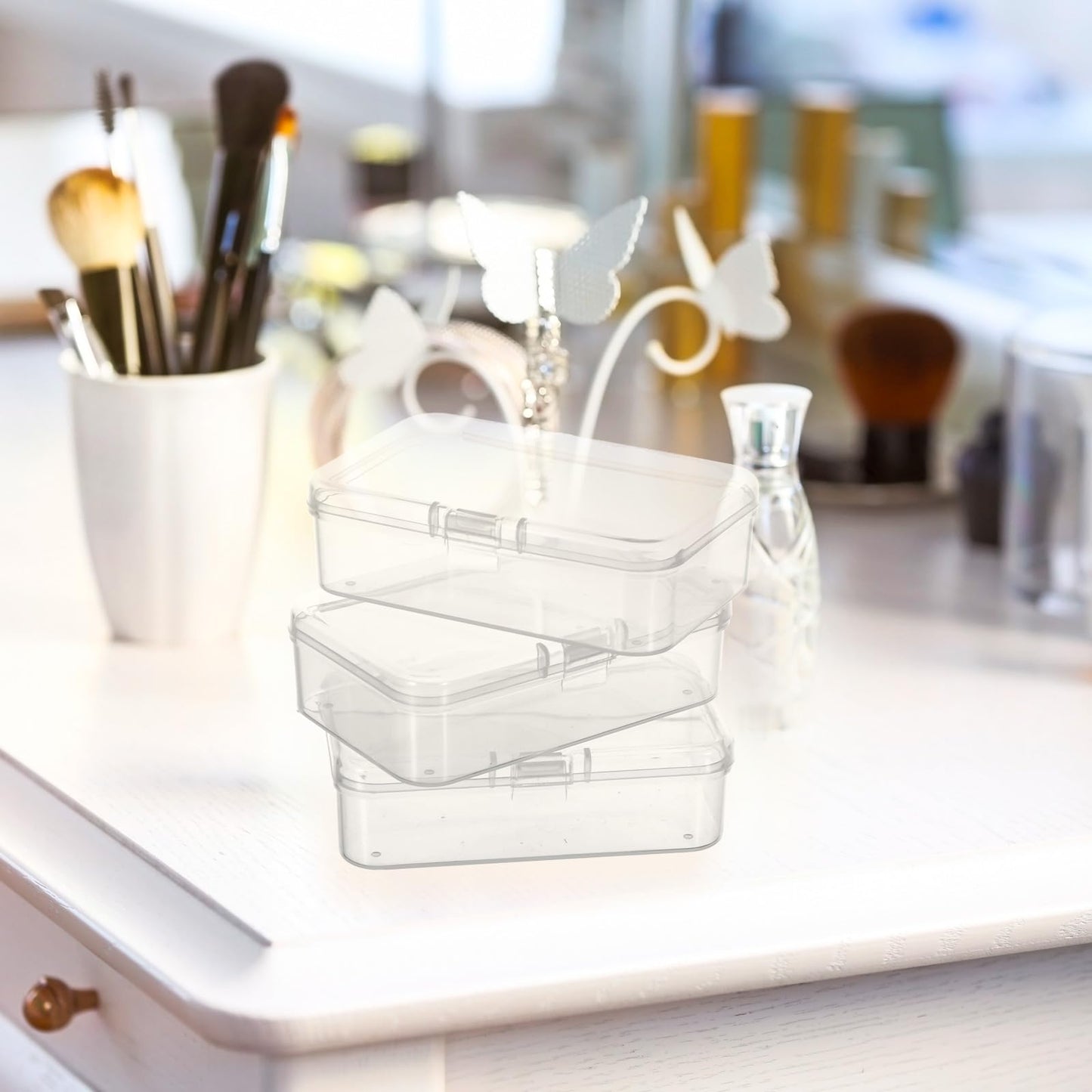 Jetec 18 Pieces Small Clear Plastic Storage Box, 3.3 x 2.1 x 1 Inch