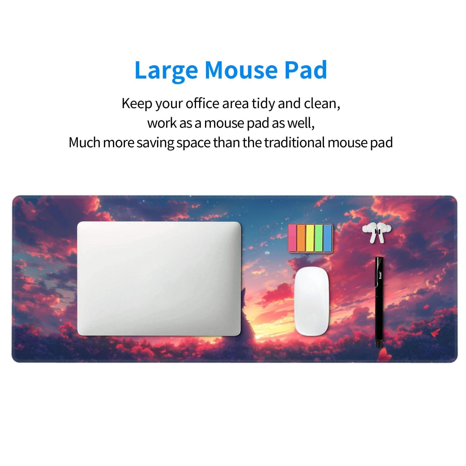 Gaming Mouse Pad Desk Pad,Extended Big Mouse Pad,31.5x11.8 Inch Long Computer Keyboard Mouse Mat