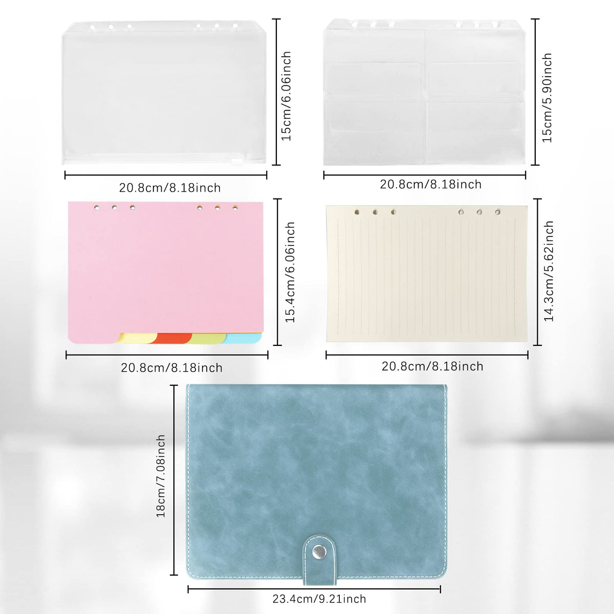 FYY A5 Binder Refillable Planner Notebook 6 Ring, Blue