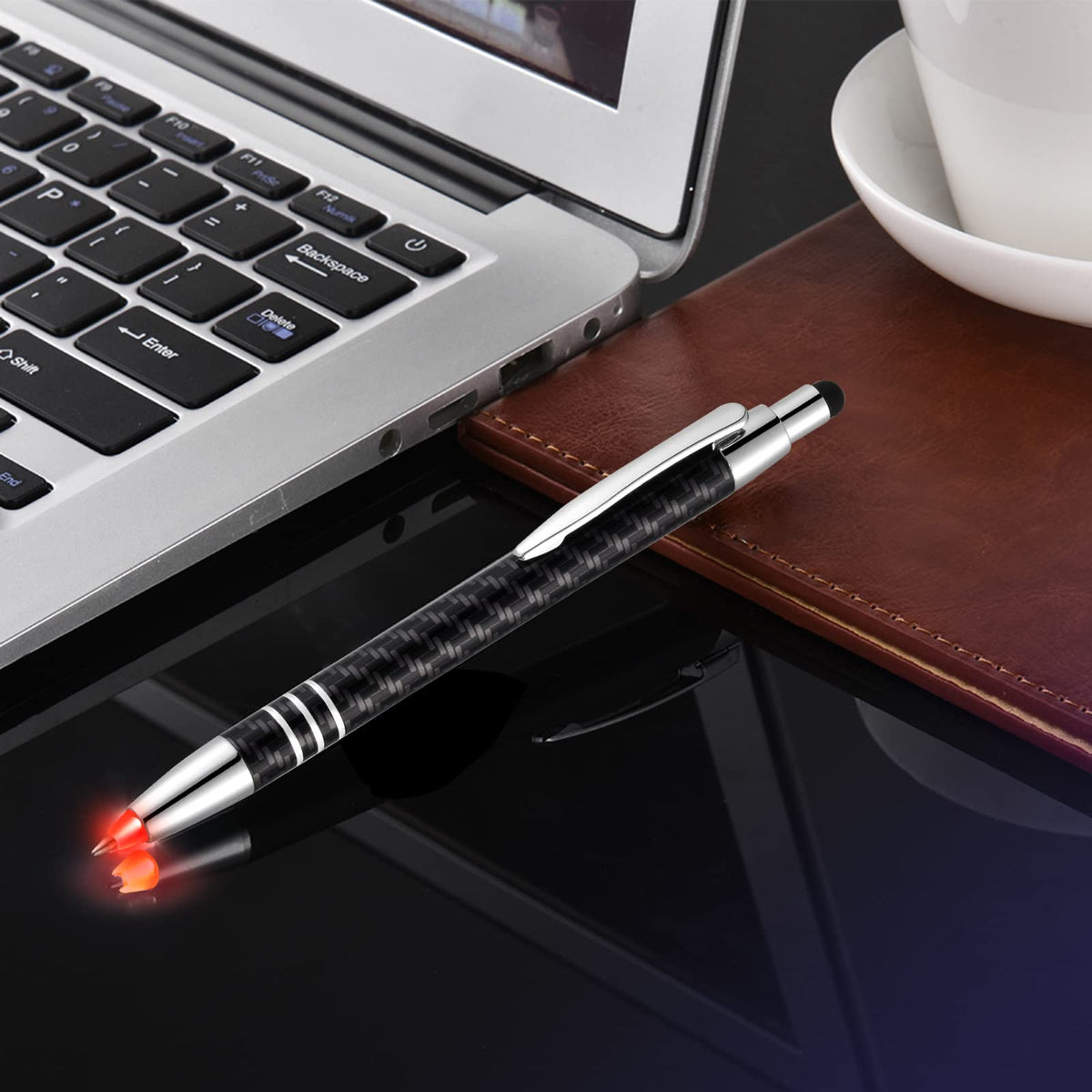 Lighted Tip Pen with Stylus 3-in-1 - LED Penlight Light Up Pen Light Ballpoint Pen with Light for