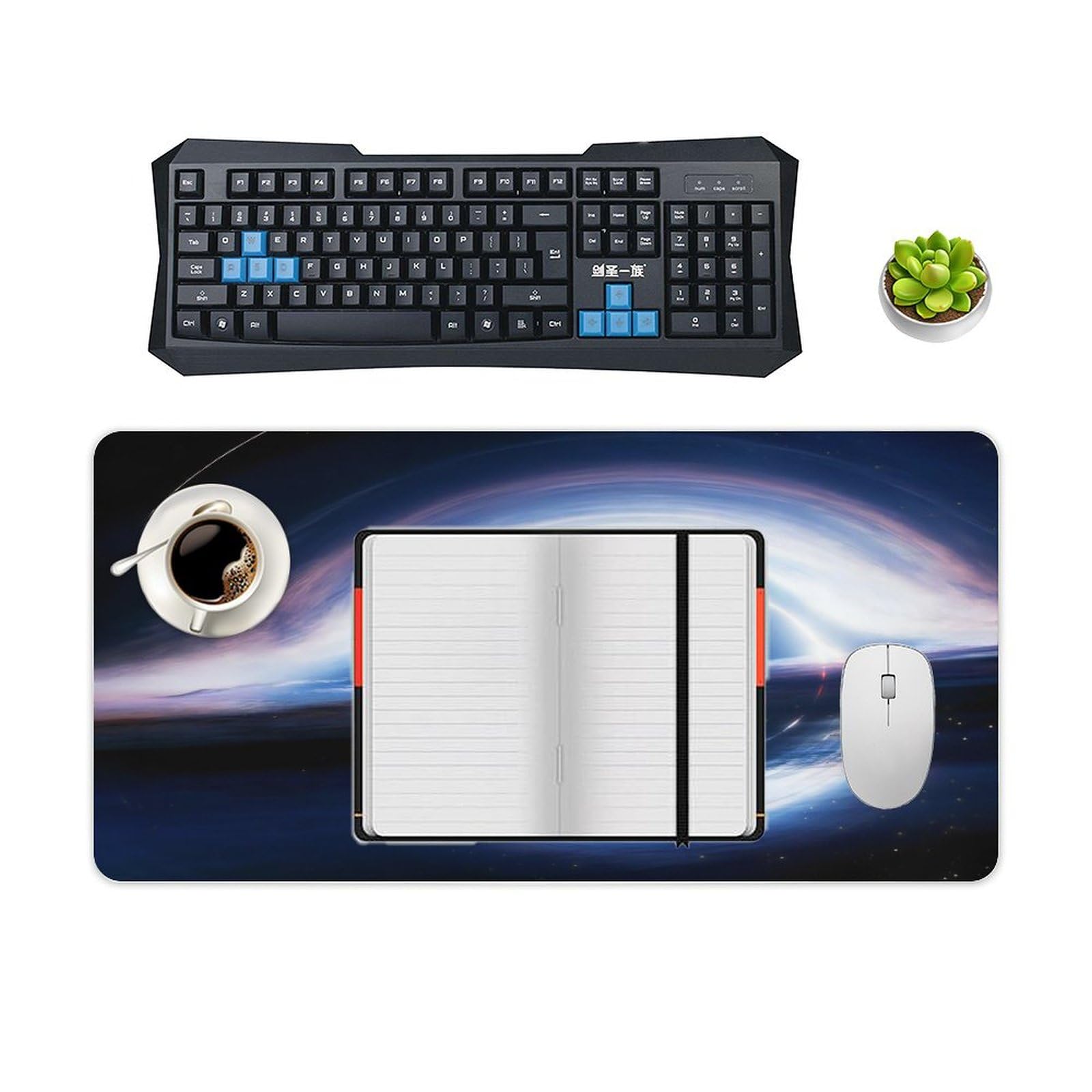 Keebik Gaming Mouse Pad, Interstellar Black Hole Mouse Pad 11.8x23.6 Inch Large Extended Computer