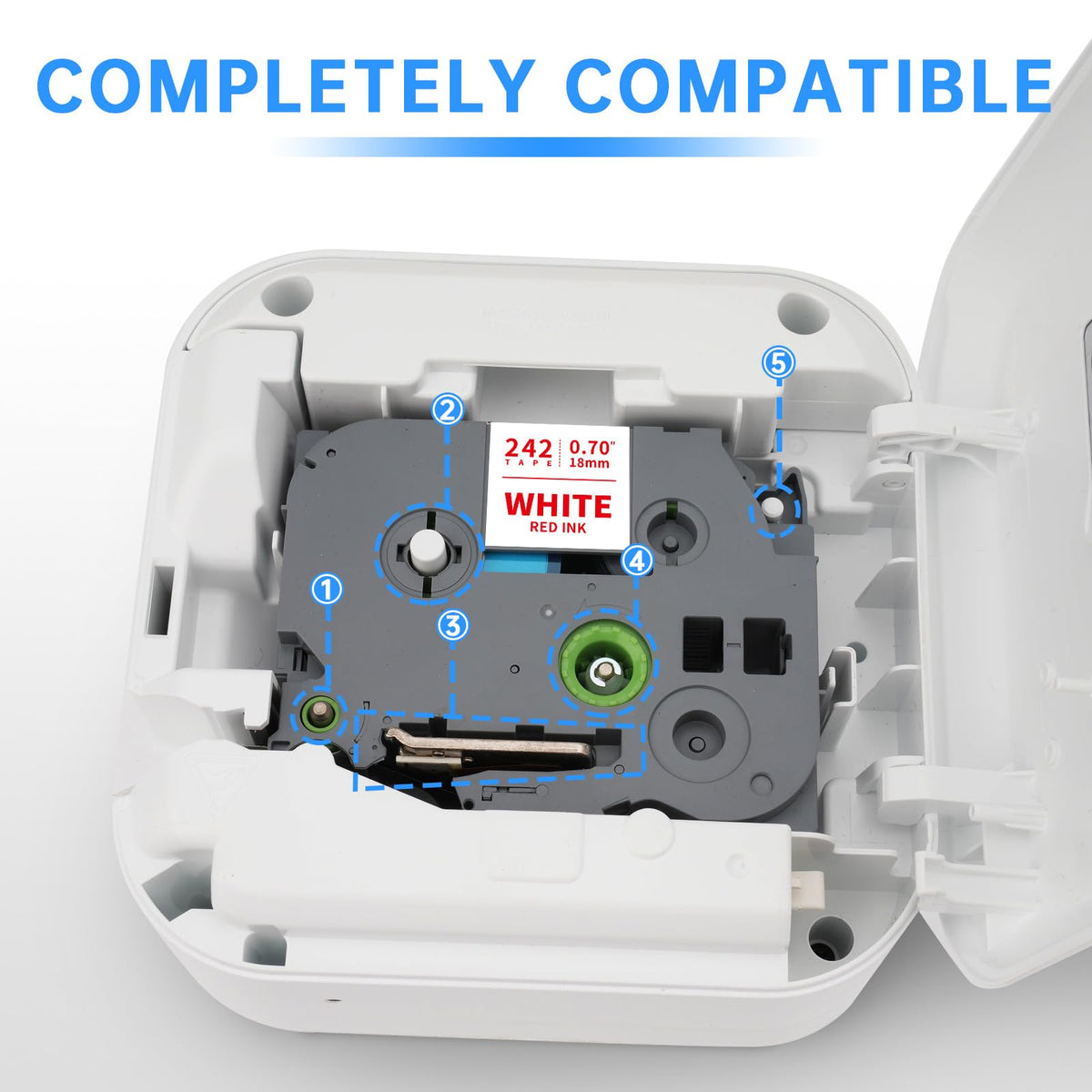 Compatible for Brother TZe-242 Red on White 18mm 0.7 Laminated TZ Tape