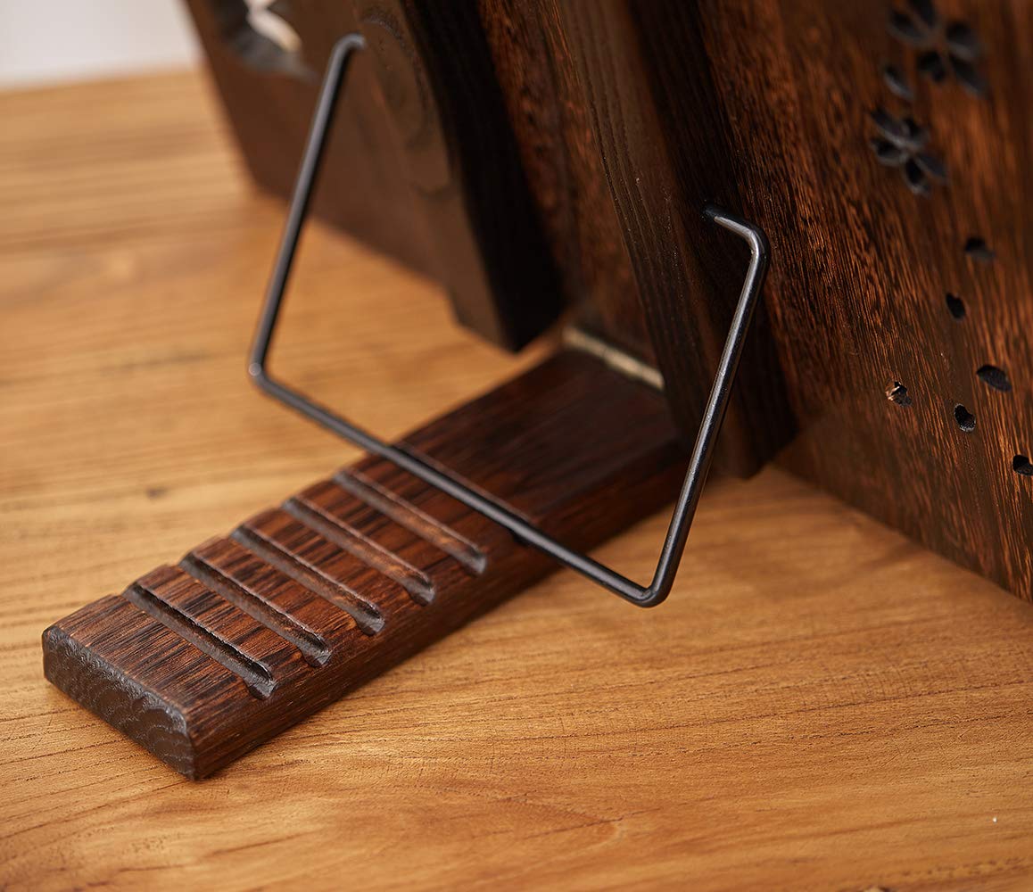 SINOBEST Book Stand with Page Clips, Foldable Reading Rest Holder, Portable Desk Bookrest