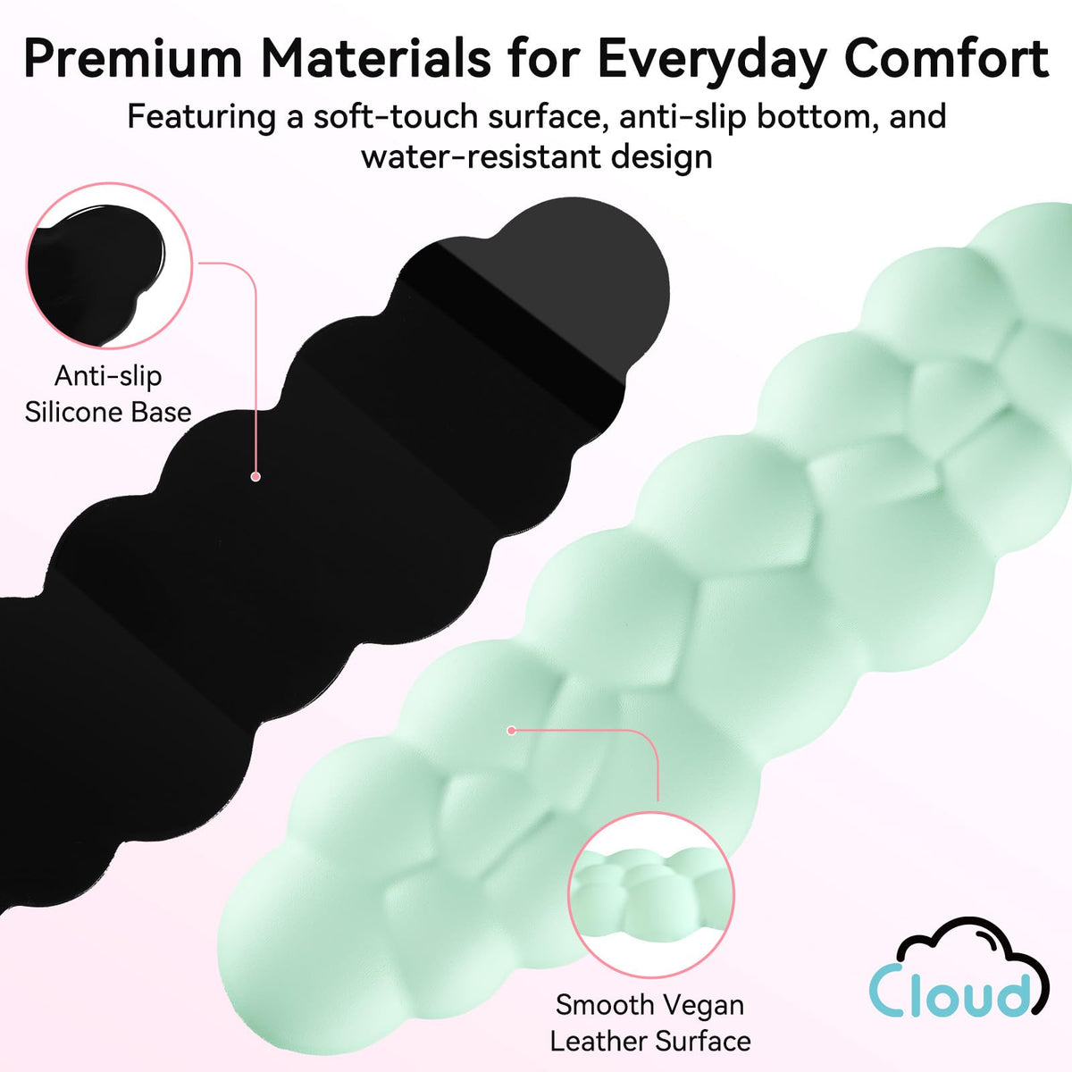 Sushret Cloud Wrist Rest for Computer Keyboard and Mouse Pa, Light Green