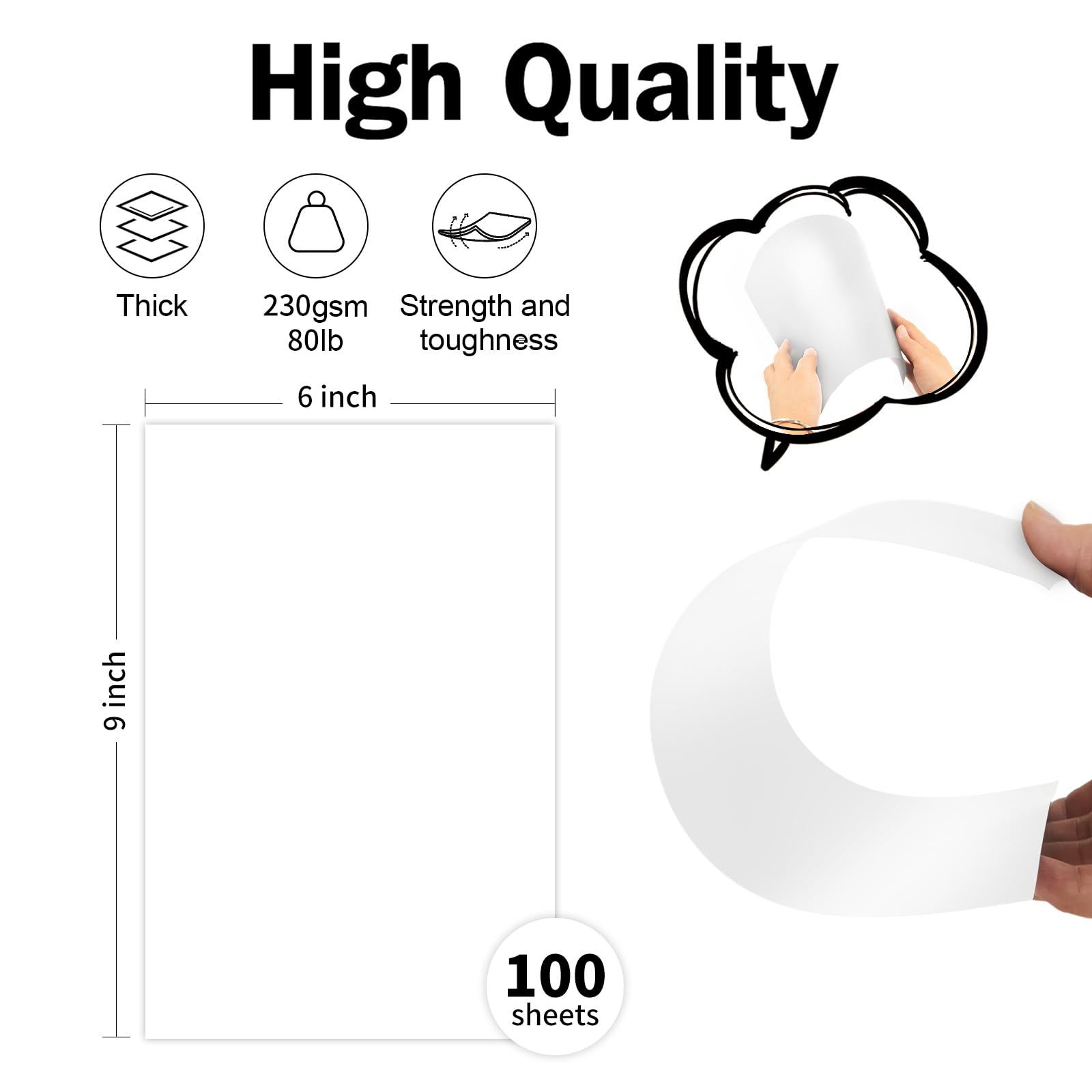 Goefun 100 Pack White Large Index Cards 6x9 Cardstock 80lb