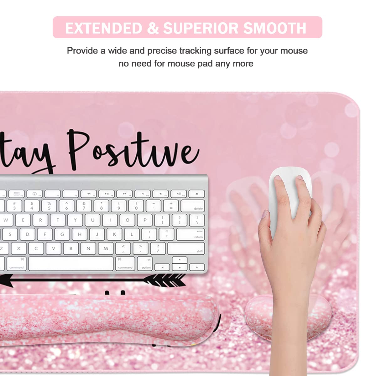 Large Mouse Pad and Keyboard Wrist Rest, Desk Pad for Keyboard and Mouse, 4-in-1 Large Gaming Mouse