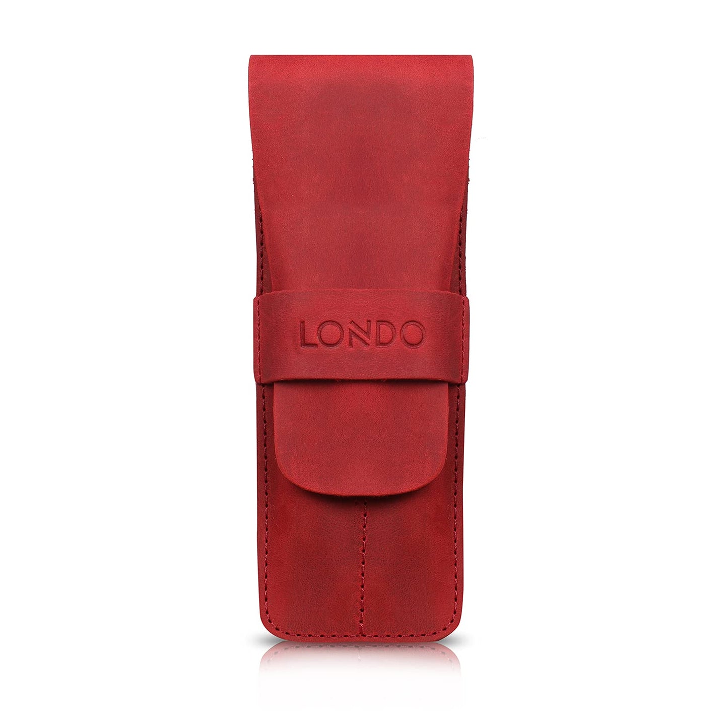 Londo Genuine Leather Pen and Pencil Case with Tuck in Flap, Stationery Bag - Two compartment