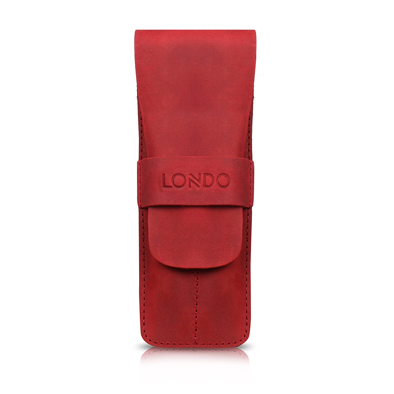 Londo Genuine Leather Pen and Pencil Case with Tuck in Flap, Stationery Bag - Two compartment