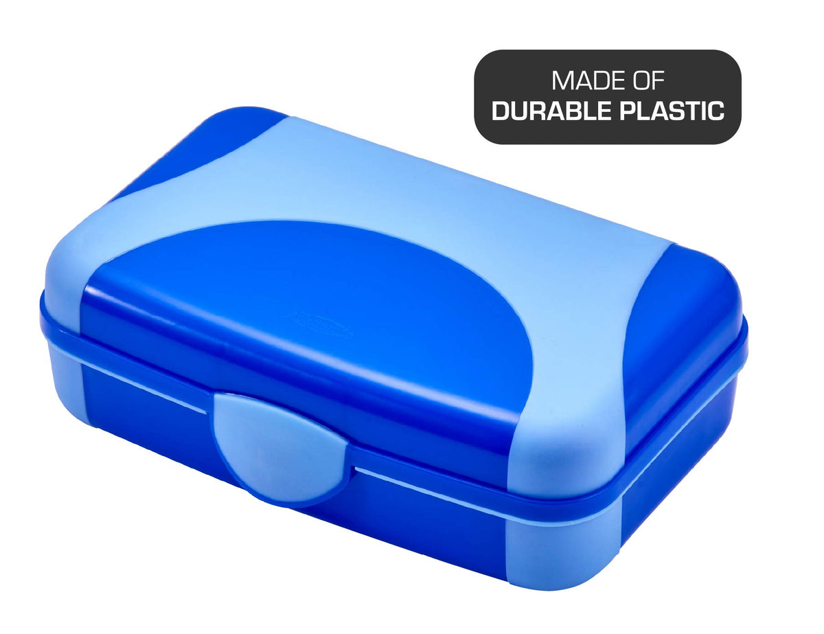LockerMate by Bostitch Hard Pencil Case, Durable Plastic Pencil Box, Kid-Friendly Colors in Blue &