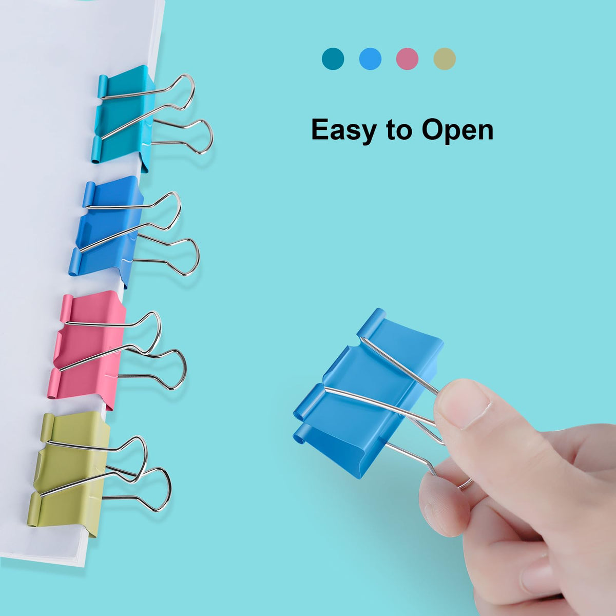 Ufmarine Medium Binder Clips 1.25 inch Length, (40 Pcs) Colorful Paper Clips Medium for Office