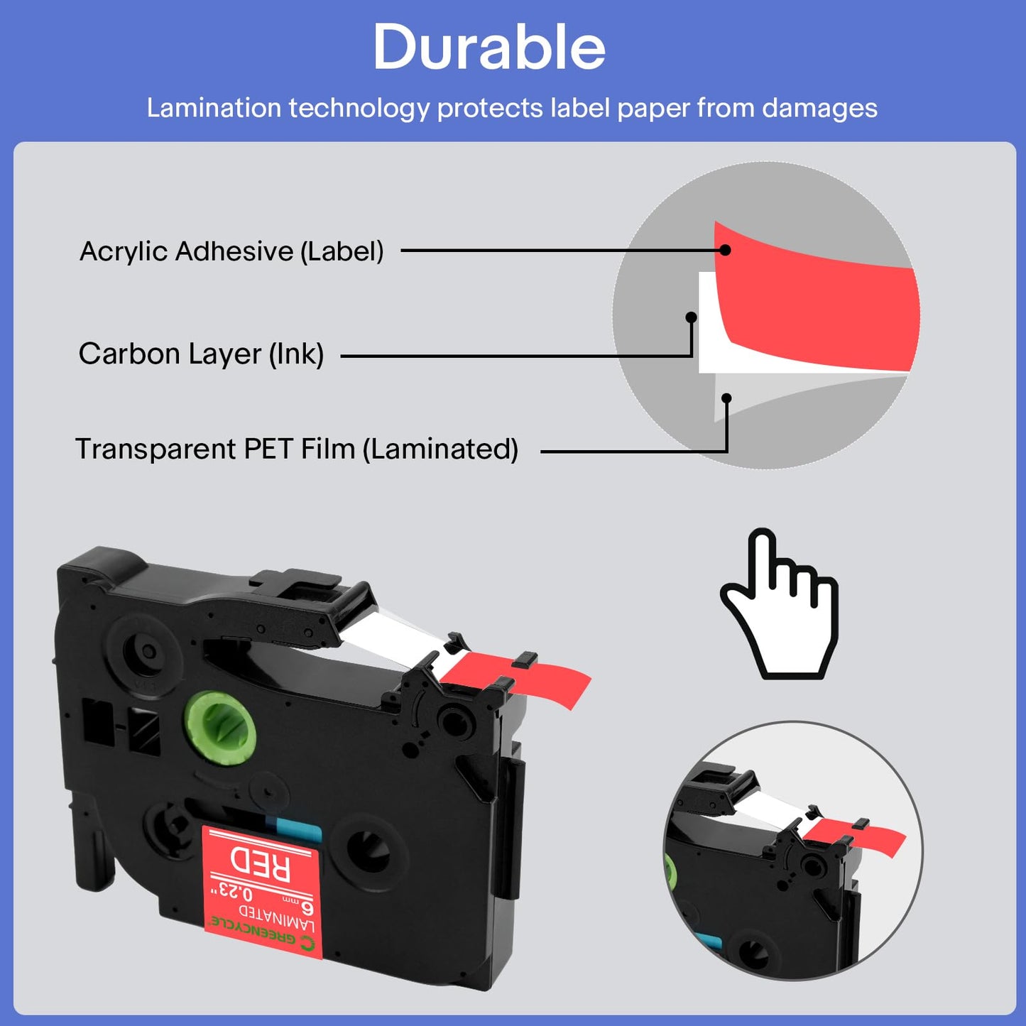 GREENCYCLE TZe-415 6mm 0.23 Laminated Red Label Maker Tape Compatible for Brother P-Touch TZ-415