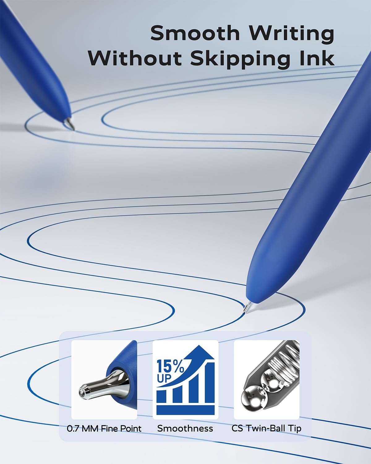 STAGEEK 12 Pcs GX3 Blue Gel Pens, Quick Dry Smooth Writing, with 3 Refills