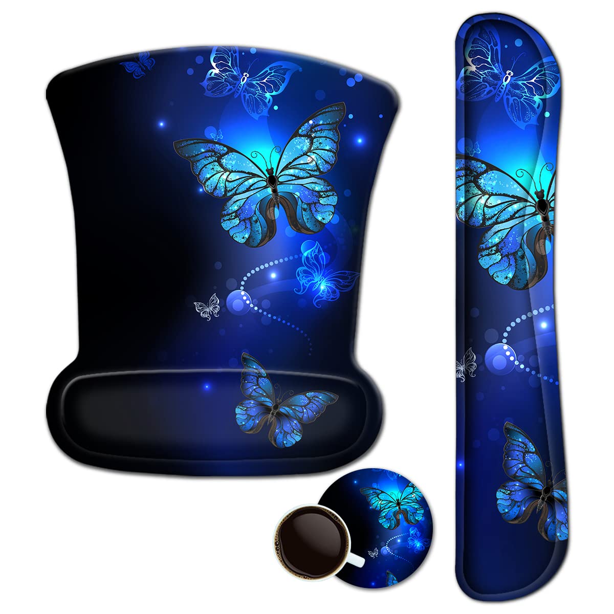Mouse Pad with Wrist Support and Keyboard Wrist Rest Pad Set,Ergonomic Mouse Pads for Computers