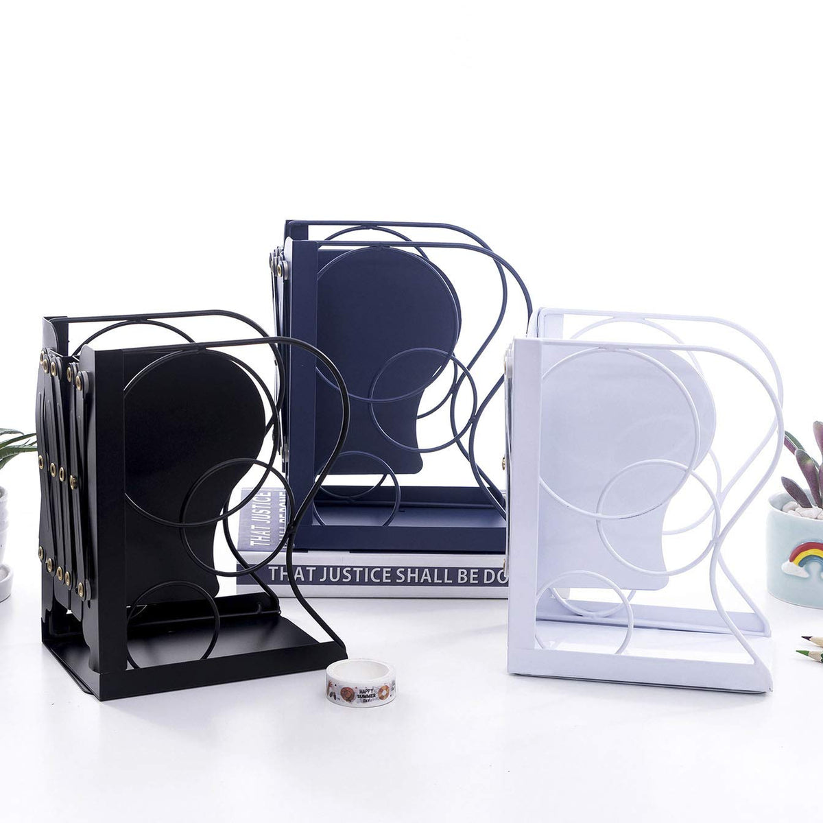 Adjustable Bookends Metal Book Ends for Heavy Book Holder