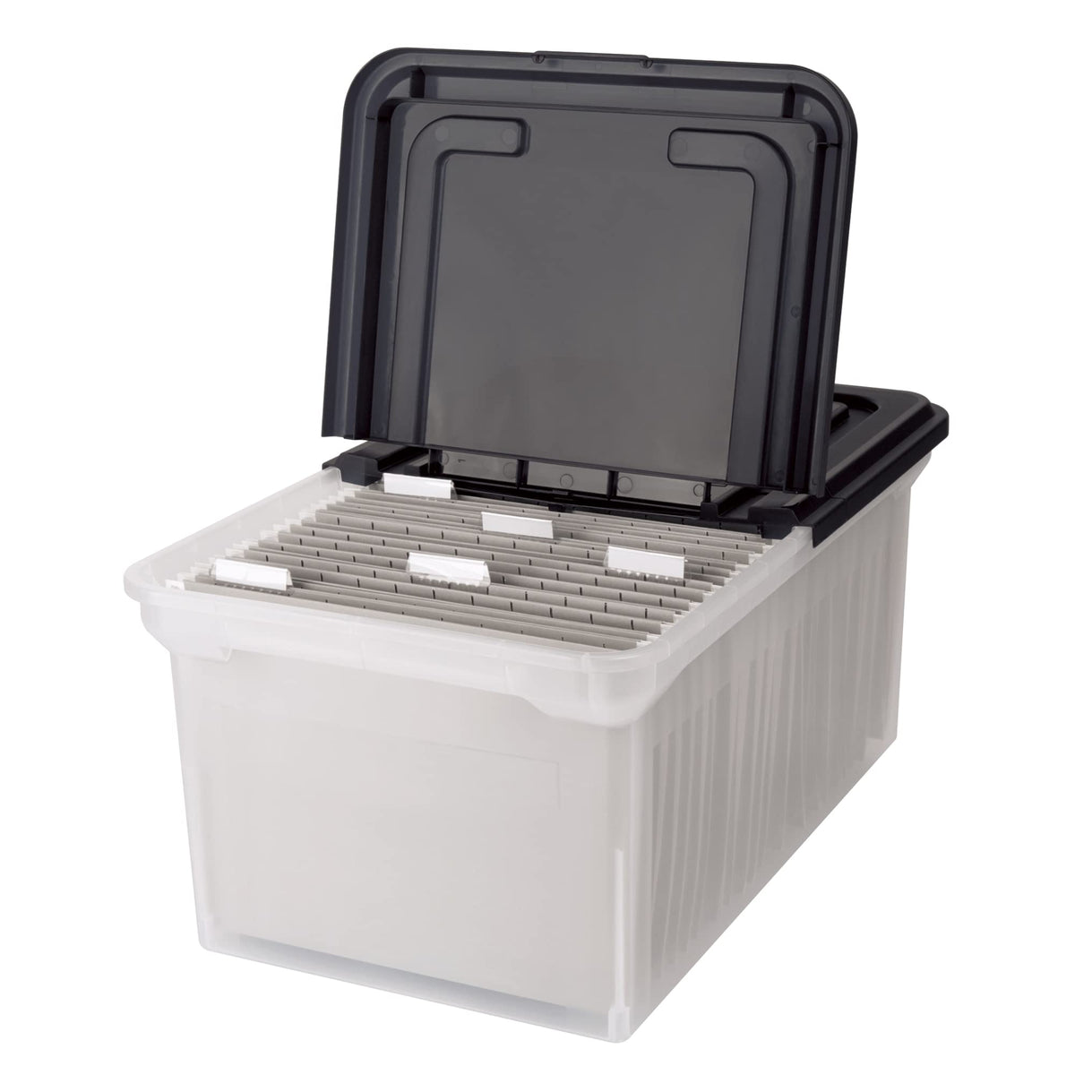 Office Depot Stackable File Tote Box, Letter Size, 14 1/4in. x 23 3/8in. x 10 7/8in., Black/Clear