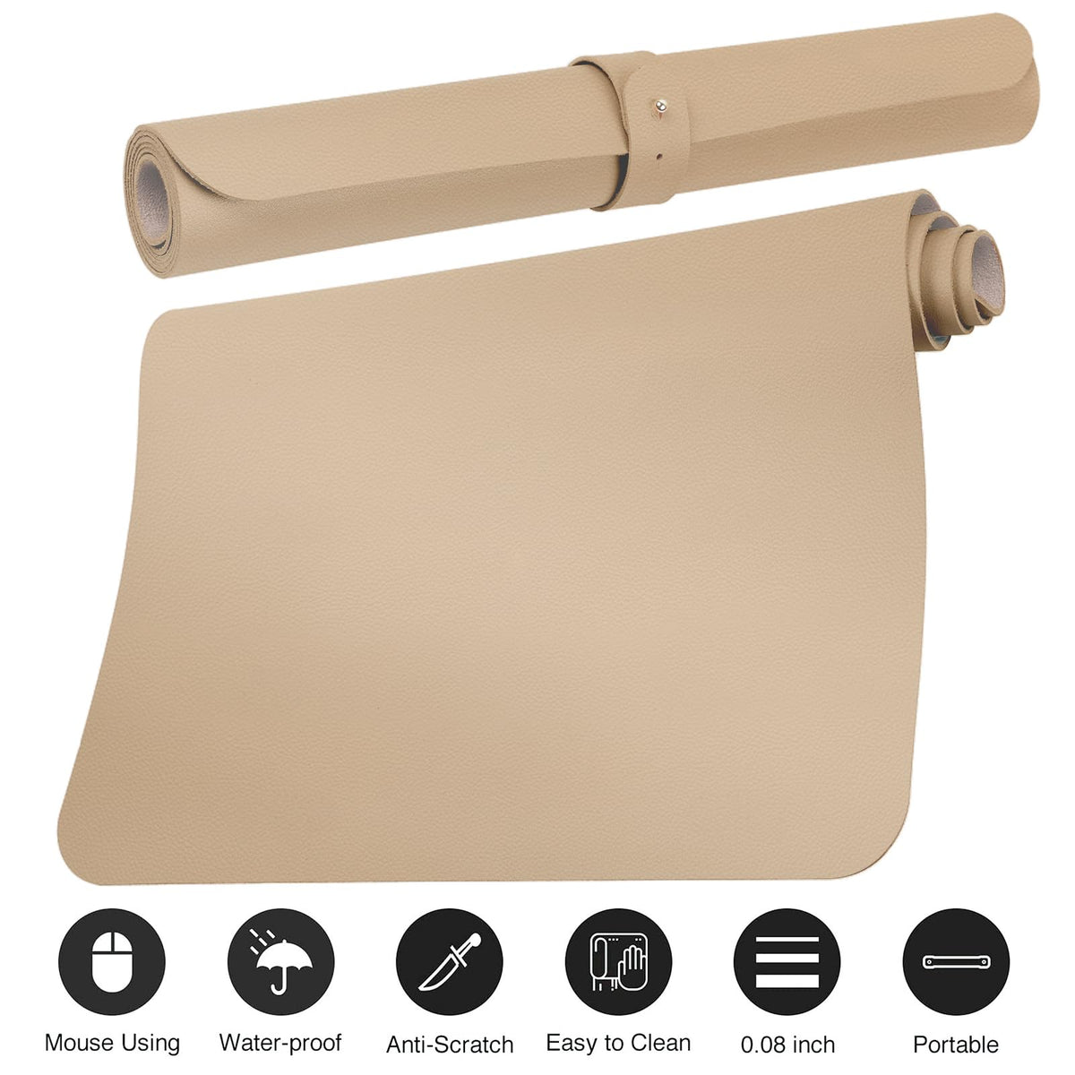 Boutilon Leather Desk Pad Protector,Non-Slip Mouse Pad,Laptop Desk Pad,Office Mouse Mat,Waterproof