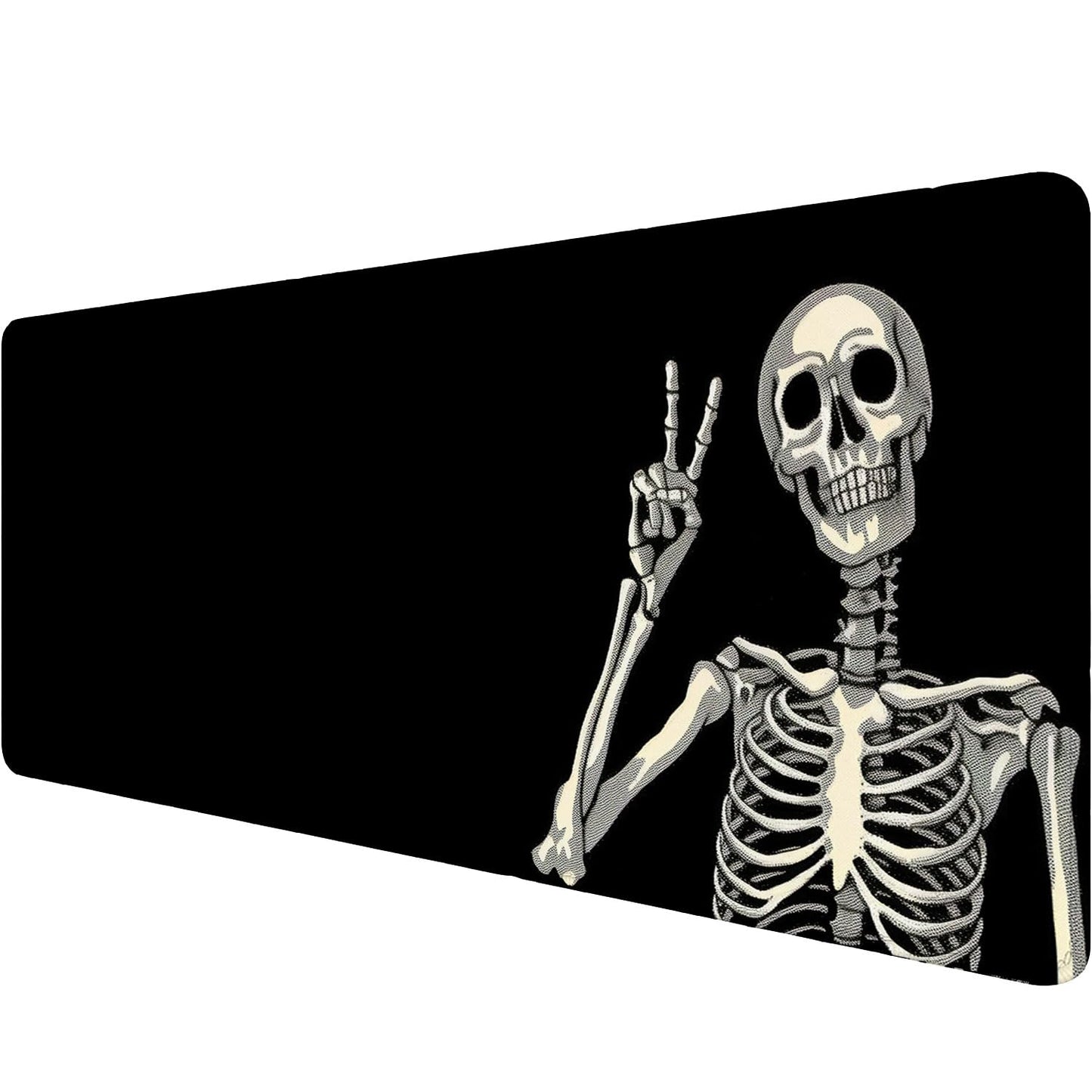 Skull Skeleton Desk Pad Mouse Pad Funny Black Halloween Mousepad XL Large Gaming Mouse Pad Laptop