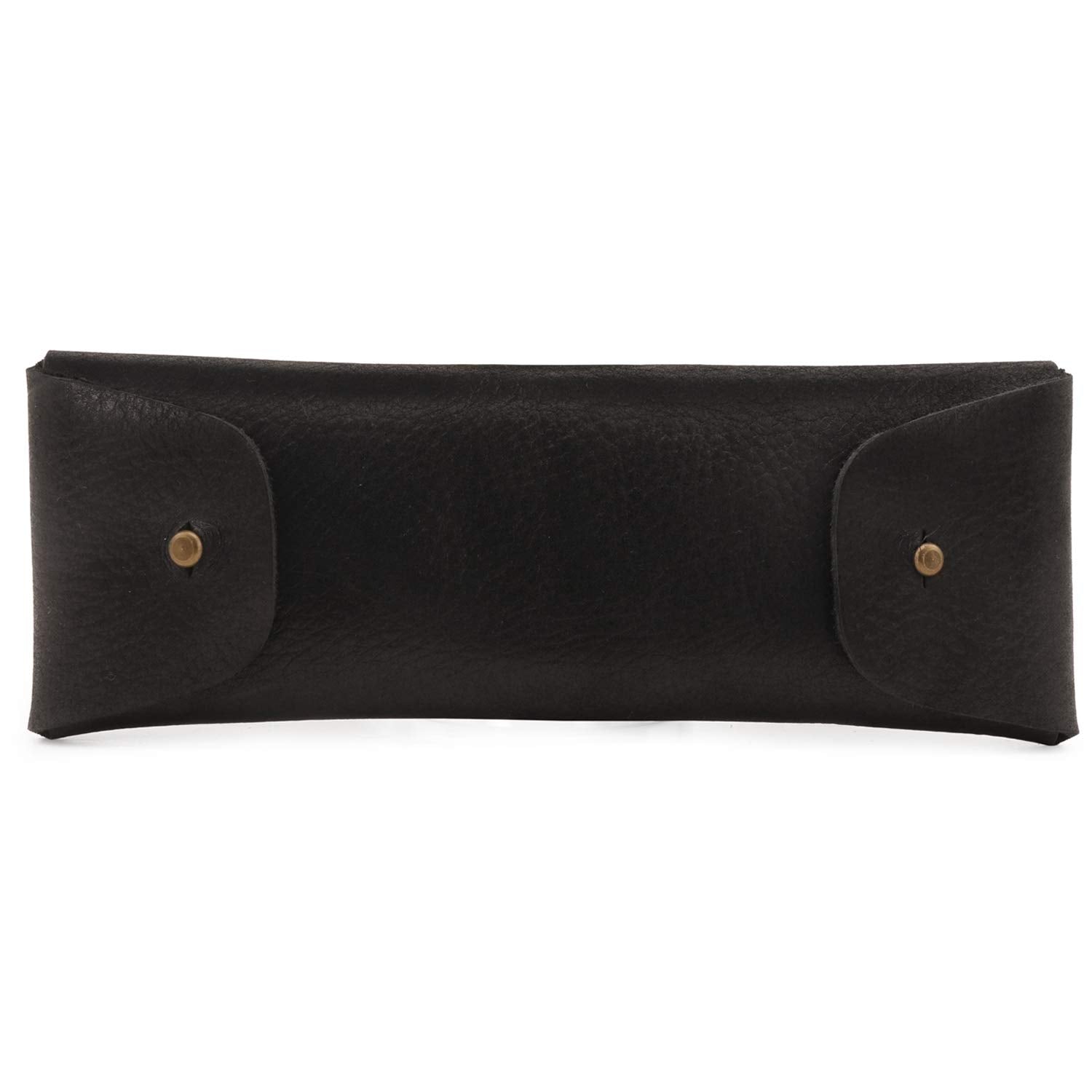 Londo Genuine Leather Retro Pen and Pencil Case - Metal Snap Fastener, Pencil Pouch Stationery Bag