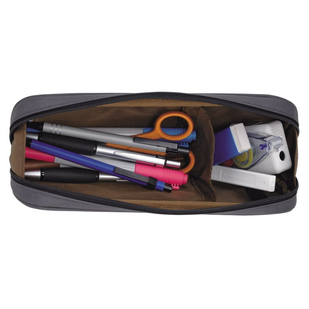 LIHIT LAB Large Capacity Zipper Long Pencil Case For School Office College, Big Capacity Pencil Bag