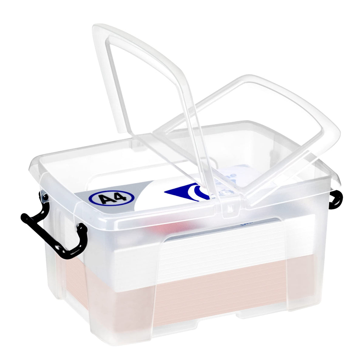 Strata Smart Box Box with Clip-On Folding Lid Carry Handles Clear 12 Liter