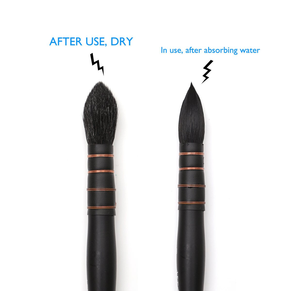 Dainayw Watercolor Paint Brushes, 4 Size Professional Round Squirrel Hair & Horse Hair Synthetic
