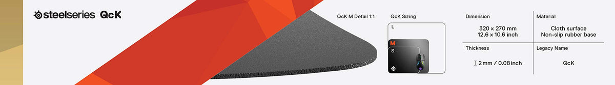 SteelSeries QcK Gaming Mouse Pad - Medium Thick Cloth - Peak Tracking and Stability - Black