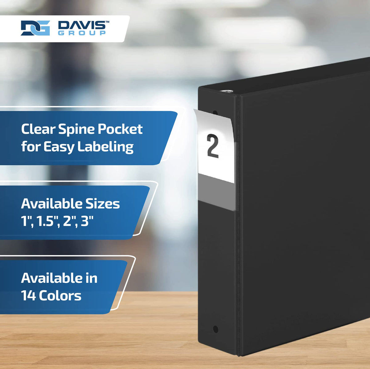 Premium Economy 3-Ring Binder, Spine Label, 2" Round Rings, Black, 6 Pack