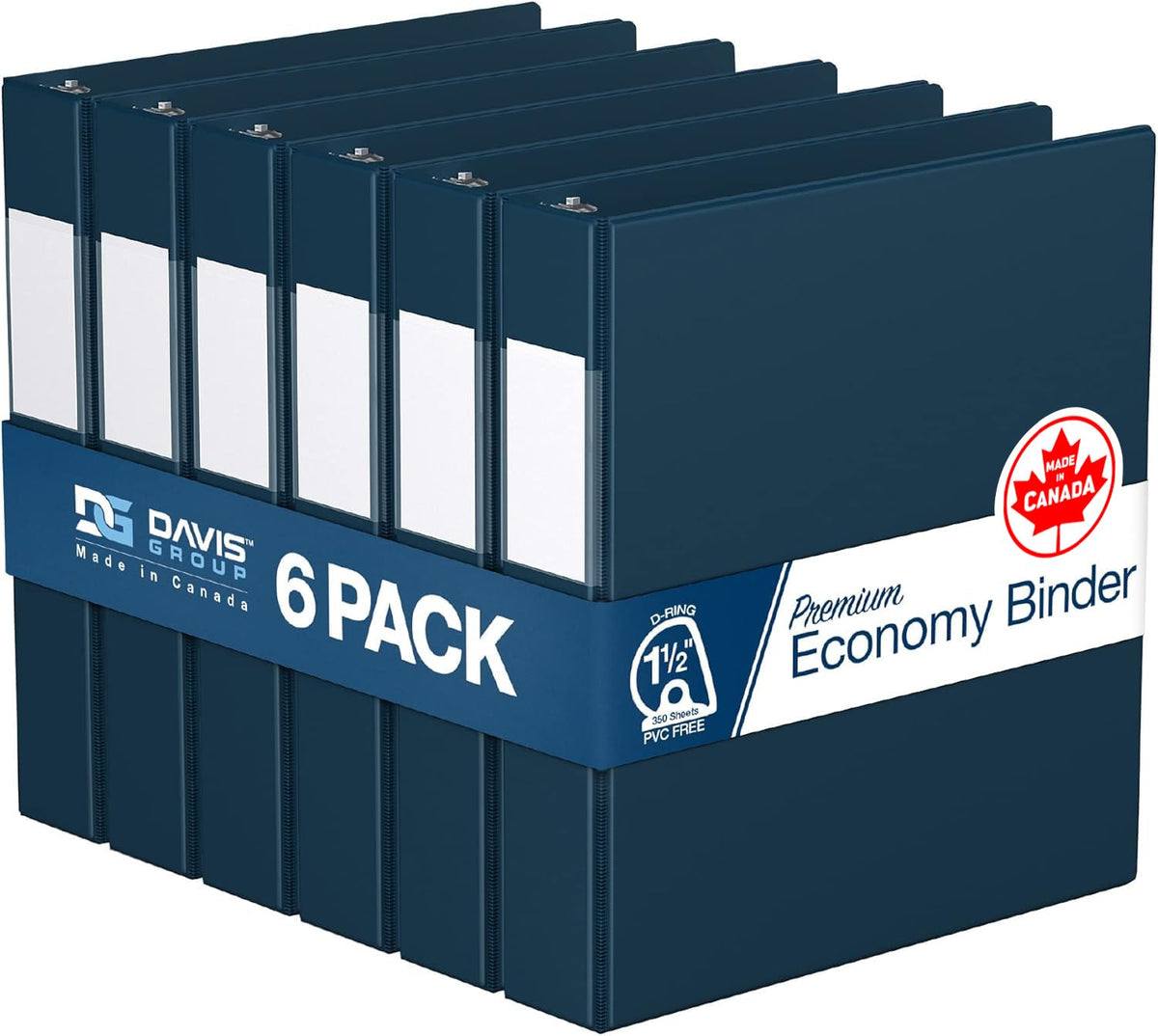 Premium Economy 6-Pack 3-Ring Binders for School or Office, D-Ring Binders, 1.5 Inch, Navy Blue