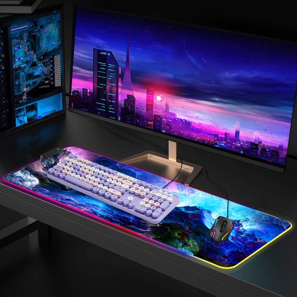 Imegny RGB Mouse Pad, Large Extended Soft Led Mouse Mat with Different Lighting Modes, 900 x 400mm