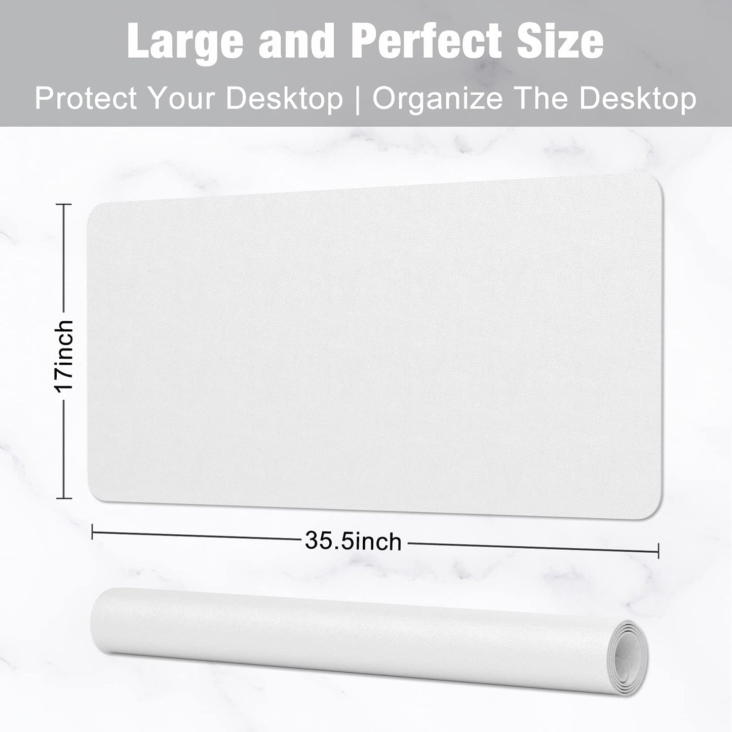 Hsurbtra Desk Pad, 35.5" x 17" PU Leather Desk Mat, XXL Extended Mouse Pad, Waterproof Desktop